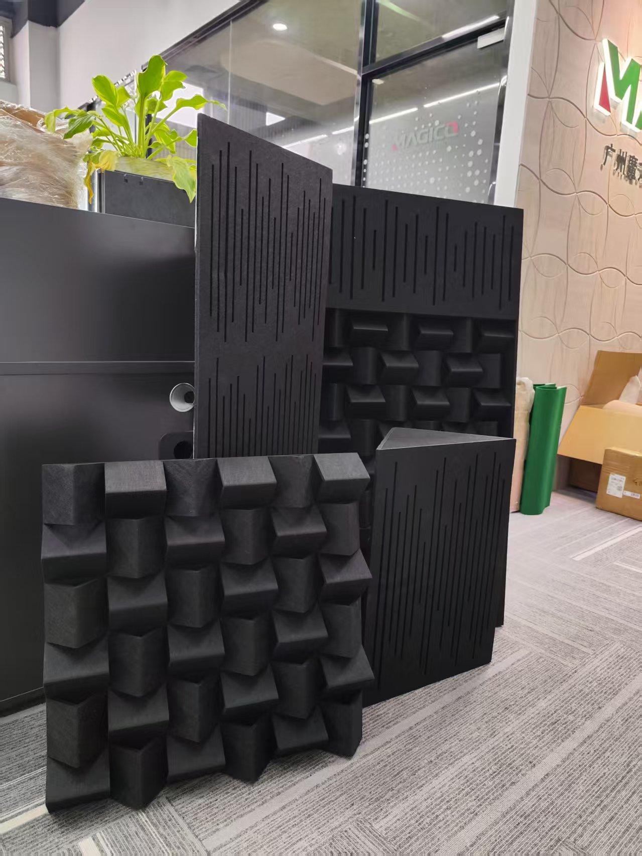 Temple Tunes slotted acoustic panel and diffuser product examples